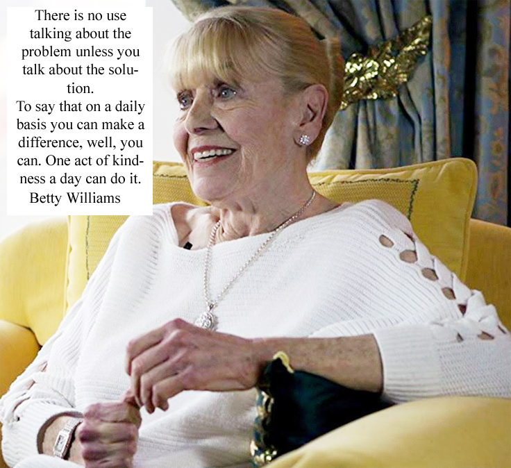 Betty Williams Nobel Peace Prize winner Northern Ireland peace activist Community of Peace People 22 May 1943 Belfast