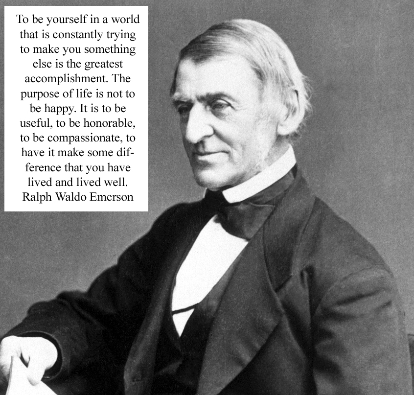 Ralph Waldo Emerson American essayist, lecturer, philosopher, minister, abolitionist, poet Transcendentalist movement of mid 19th century 25 May 1803, Boston, Massachusetts