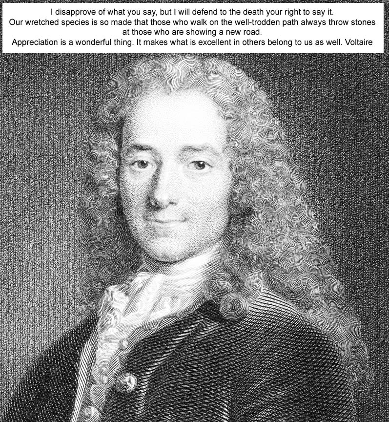 Voltaire French Enlightenment writer, philosopher, satirist, historian criticism of Christianity and of slavery advocate of freedom of speech, freedom of religion Died 30 May 1778 Paris
