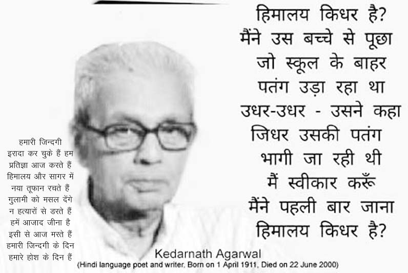 Kedarnath Agarwal Famous Hindi language poet and writer, Born on 1 April 1911, Died on 22 June 2000