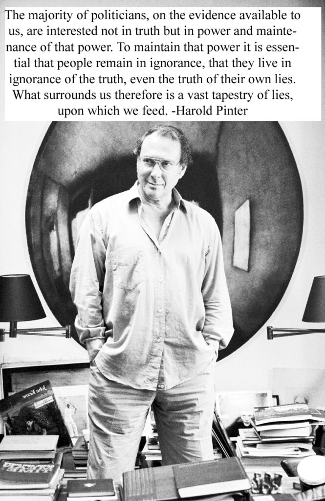 Harold Pinter English playwright, screenwriter, director and actor won Nobel Prize most influential modern dramatists of British theatre born 10 October 1930 Metropolitan Borough of Hackney